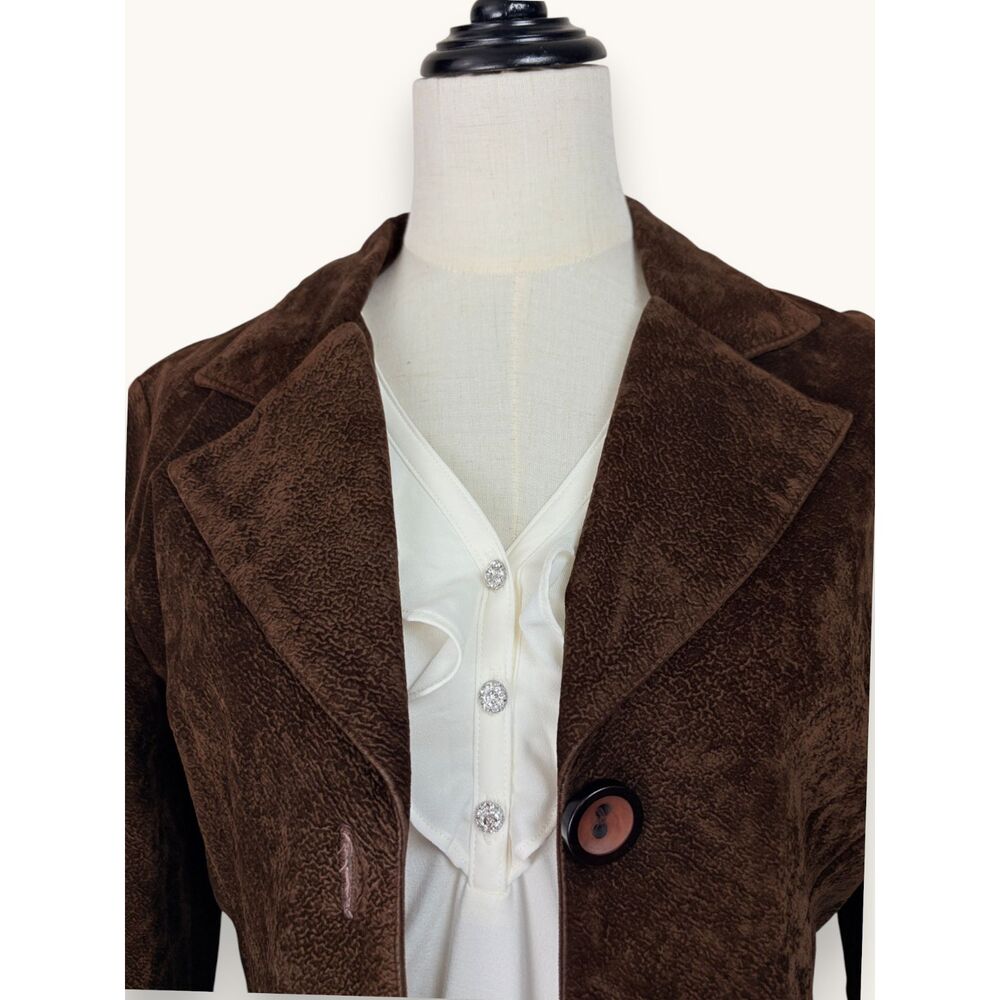 Vintage Patty USA Brown Velvet Velour Fitted Jacket Retro 70s Western Boho - Picture 6 of 7